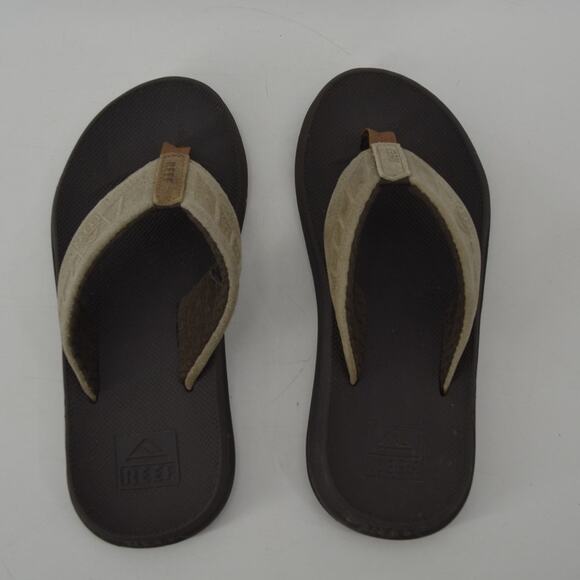 Reef Womens Sz 7 Leather Flip Flop Thong Sandals Tan Classic - Picture 14 of 14